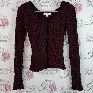 X:s clothing tshirt dotted y2k 3D clasps Elegant Black and Red Women's Blouse